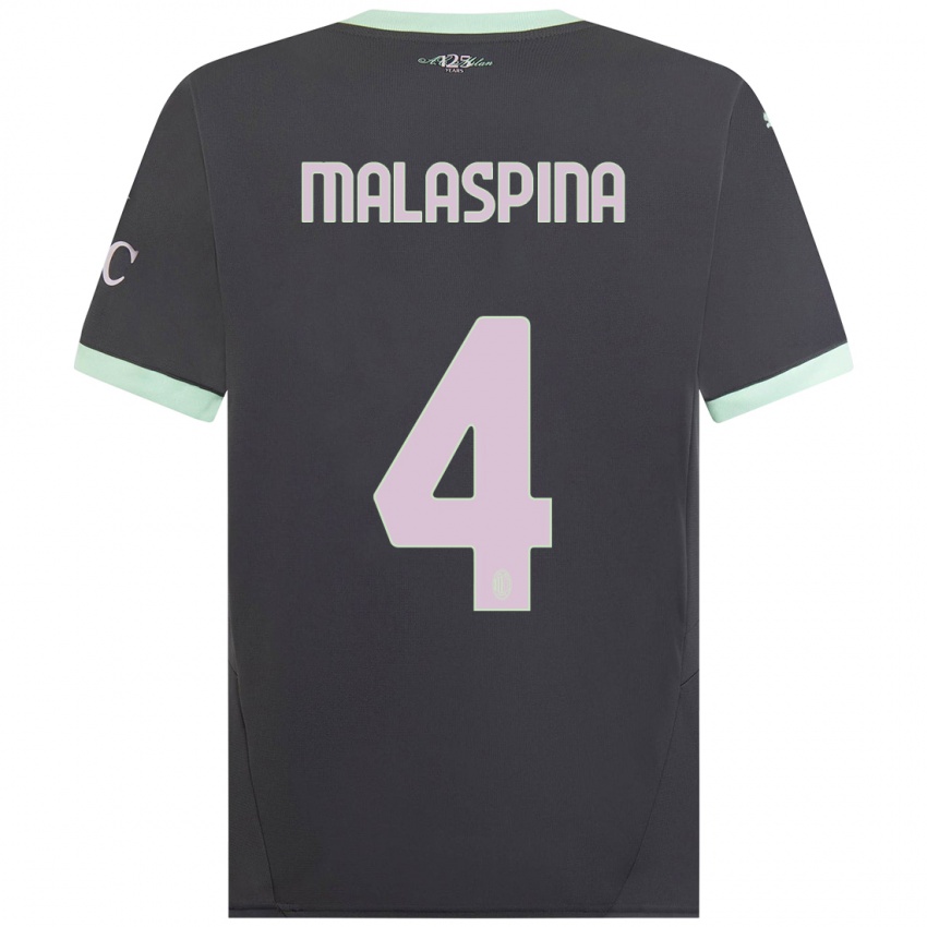 Kinder Mattia Malaspina #4 Grau Ausweichtrikot Trikot 2024/25 T-Shirt