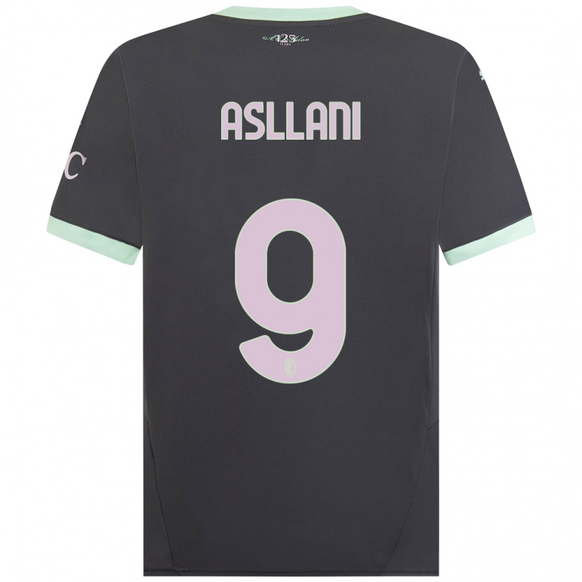 Kinder Kosovare Asllani #9 Grau Ausweichtrikot Trikot 2024/25 T-Shirt