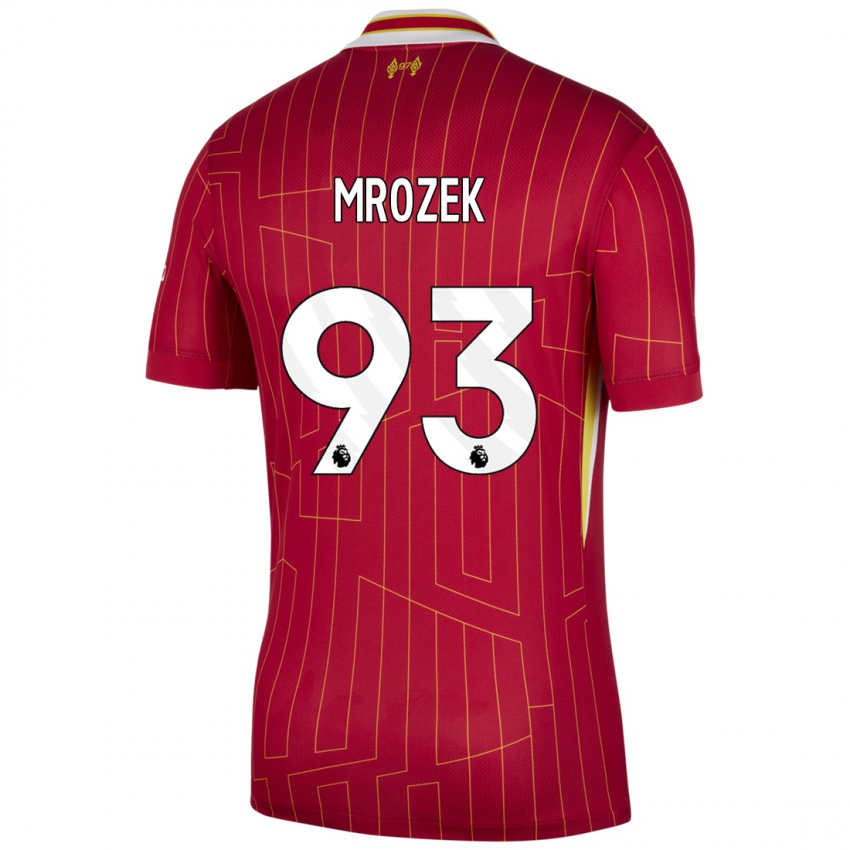 Herren Fabian Mrozek #93 Rot Gelb Weiß Heimtrikot Trikot 2024/25 T-Shirt