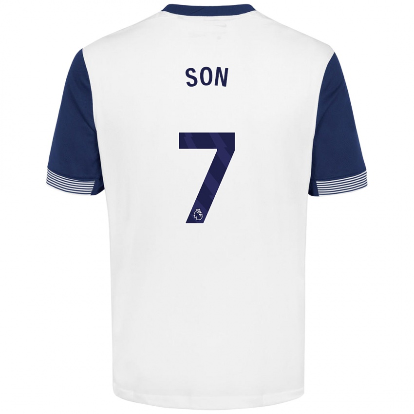 Herren Heung-Min Son #7 Weiß Blau Heimtrikot Trikot 2024/25 T-Shirt