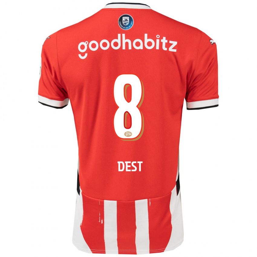 Herren Sergino Dest #8 Rot Weiß Heimtrikot Trikot 2024/25 T-Shirt