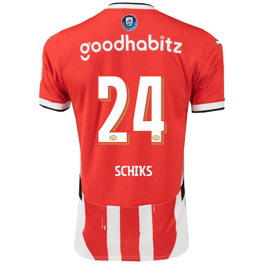 Herren Niek Schiks #24 Rot Weiß Heimtrikot Trikot 2024/25 T-Shirt