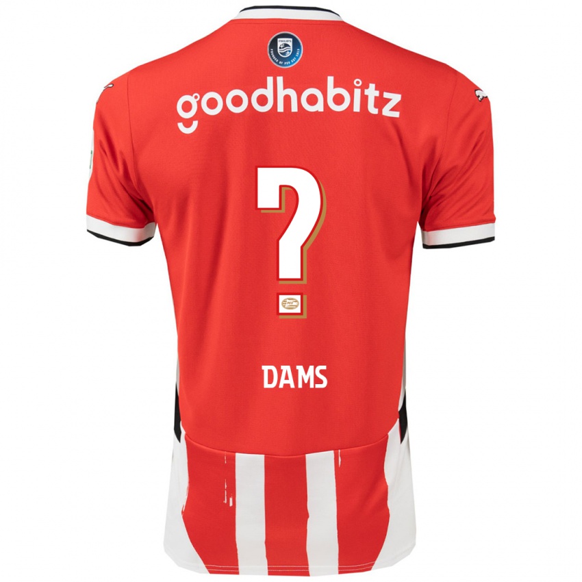 Herren Matteo Dams #0 Rot Weiß Heimtrikot Trikot 2024/25 T-Shirt