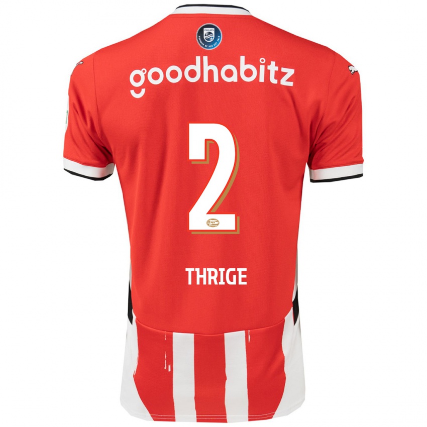 Herren Sara Thrige #2 Rot Weiß Heimtrikot Trikot 2024/25 T-Shirt