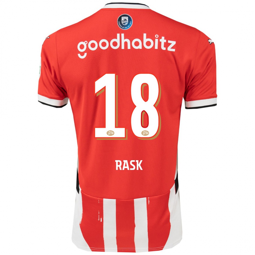 Herren Caroline Rask #18 Rot Weiß Heimtrikot Trikot 2024/25 T-Shirt