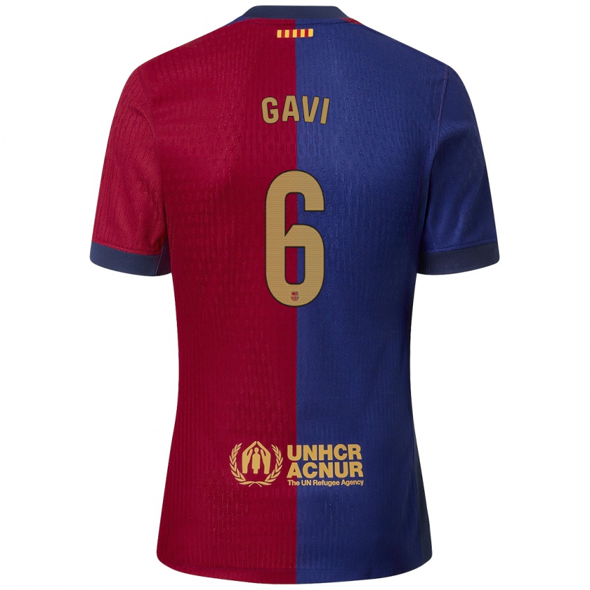 Herren Gavi #6 Blau Rot Heimtrikot Trikot 2024/25 T-Shirt