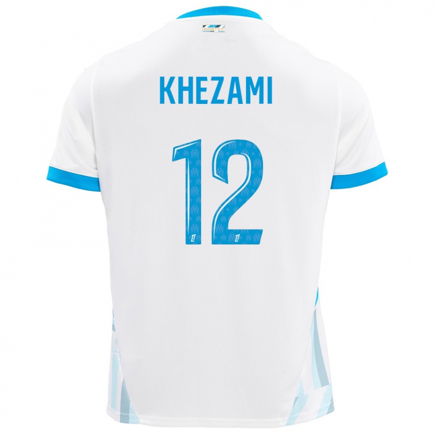 Herren Roselène Khezami #12 Weiß Himmelblau Heimtrikot Trikot 2024/25 T-Shirt