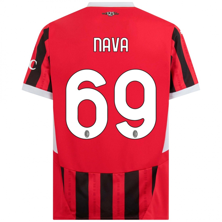 Herren Lapo Nava #69 Rot Schwarz Heimtrikot Trikot 2024/25 T-Shirt