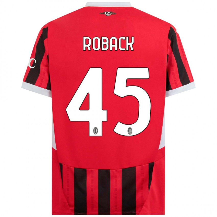 Herren Emil Roback #45 Rot Schwarz Heimtrikot Trikot 2024/25 T-Shirt