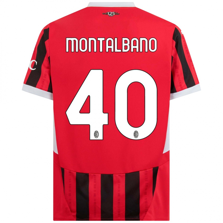 Herren Nicolo Montalbano #40 Rot Schwarz Heimtrikot Trikot 2024/25 T-Shirt