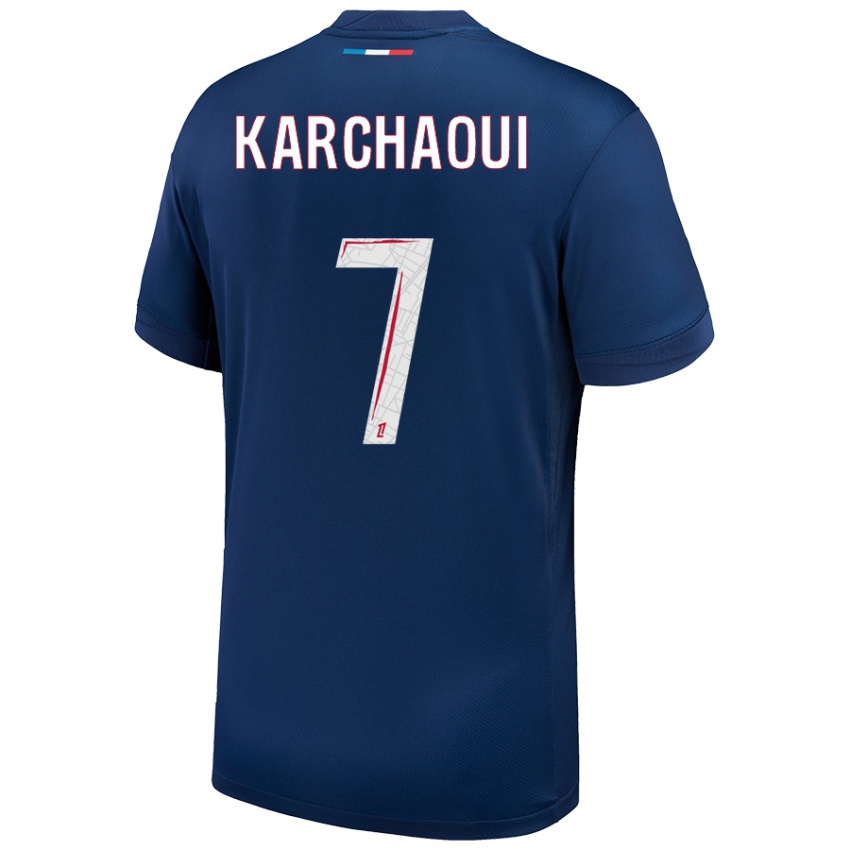 Herren Sakina Karchaoui #7 Marineblau Weiß Heimtrikot Trikot 2024/25 T-Shirt