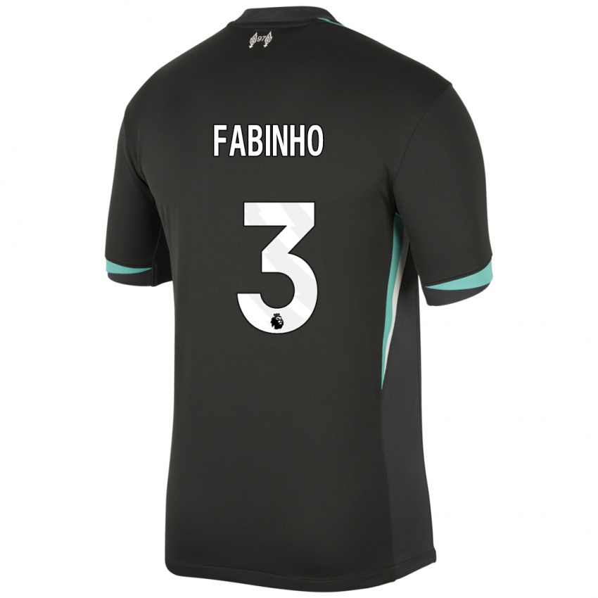 Herren Fabinho #3 Schwarz Anthrazitweiß Auswärtstrikot Trikot 2024/25 T-Shirt