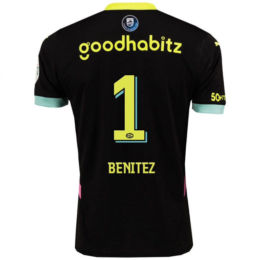 Herren Walter Benitez #1 Schwarz Gelb Auswärtstrikot Trikot 2024/25 T-Shirt