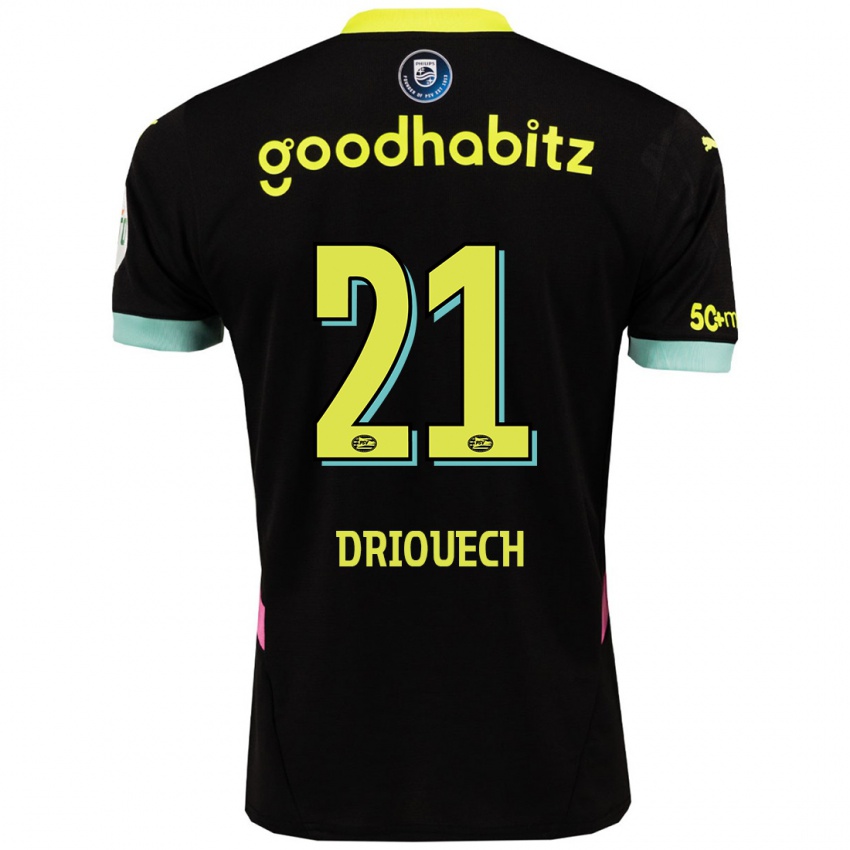 Herren Couhaib Driouech #21 Schwarz Gelb Auswärtstrikot Trikot 2024/25 T-Shirt