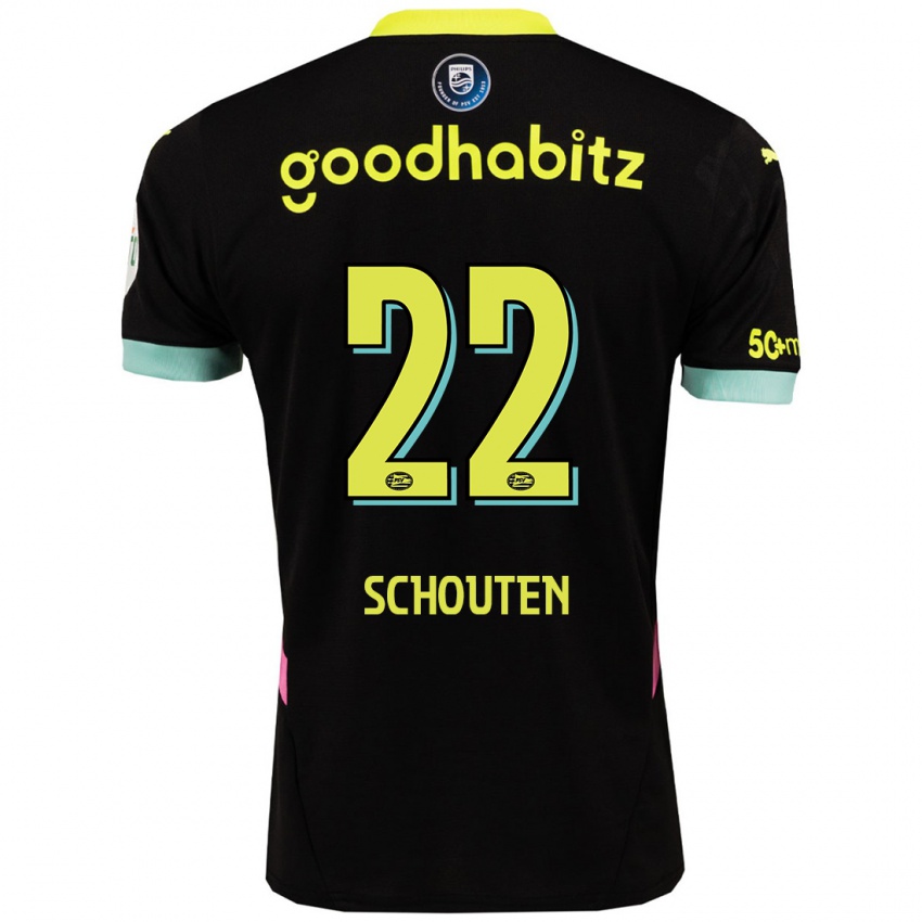 Herren Jerdy Schouten #22 Schwarz Gelb Auswärtstrikot Trikot 2024/25 T-Shirt