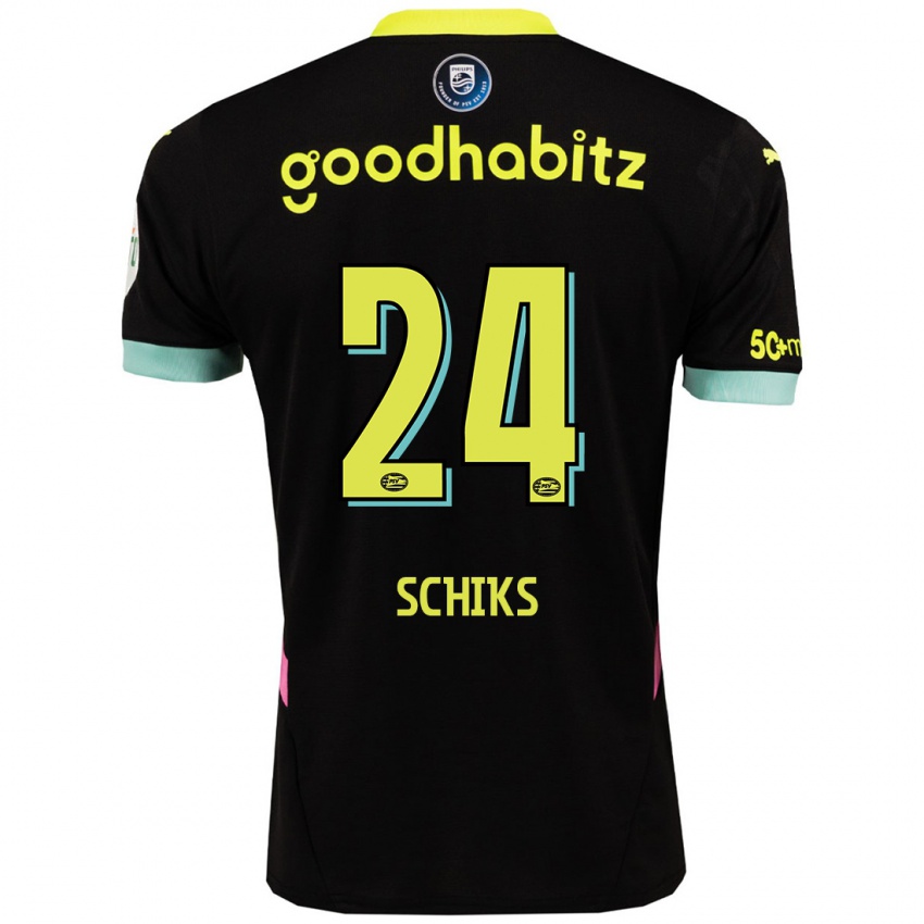 Herren Niek Schiks #24 Schwarz Gelb Auswärtstrikot Trikot 2024/25 T-Shirt