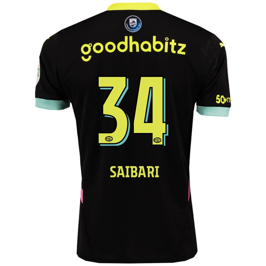 Herren Ismael Saibari #34 Schwarz Gelb Auswärtstrikot Trikot 2024/25 T-Shirt