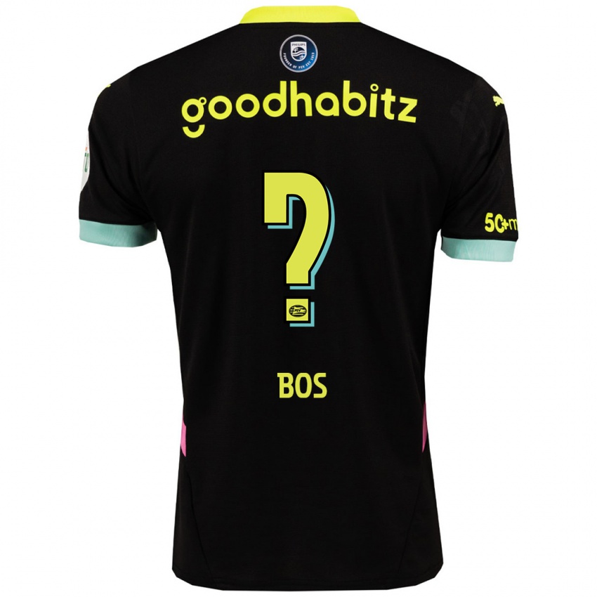 Herren Floris Bos #0 Schwarz Gelb Auswärtstrikot Trikot 2024/25 T-Shirt