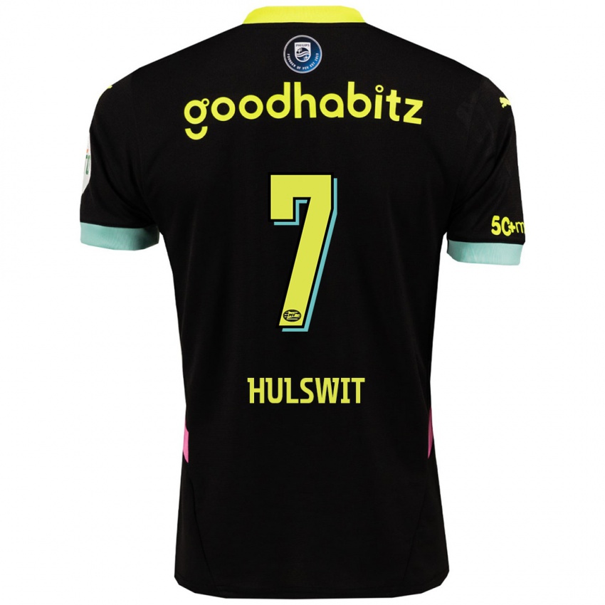 Herren Zera Hulswit #7 Schwarz Gelb Auswärtstrikot Trikot 2024/25 T-Shirt