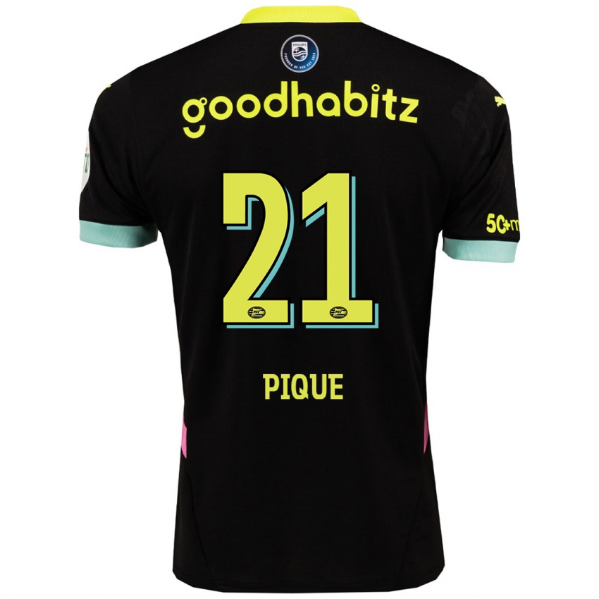 Herren Naomi Piqué #21 Schwarz Gelb Auswärtstrikot Trikot 2024/25 T-Shirt