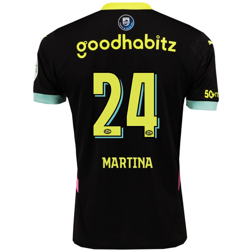 Herren Shijona Martina #24 Schwarz Gelb Auswärtstrikot Trikot 2024/25 T-Shirt