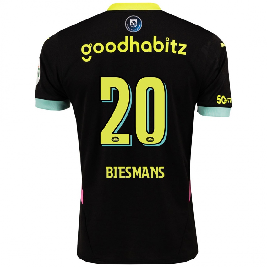 Herren Julie Biesmans #20 Schwarz Gelb Auswärtstrikot Trikot 2024/25 T-Shirt