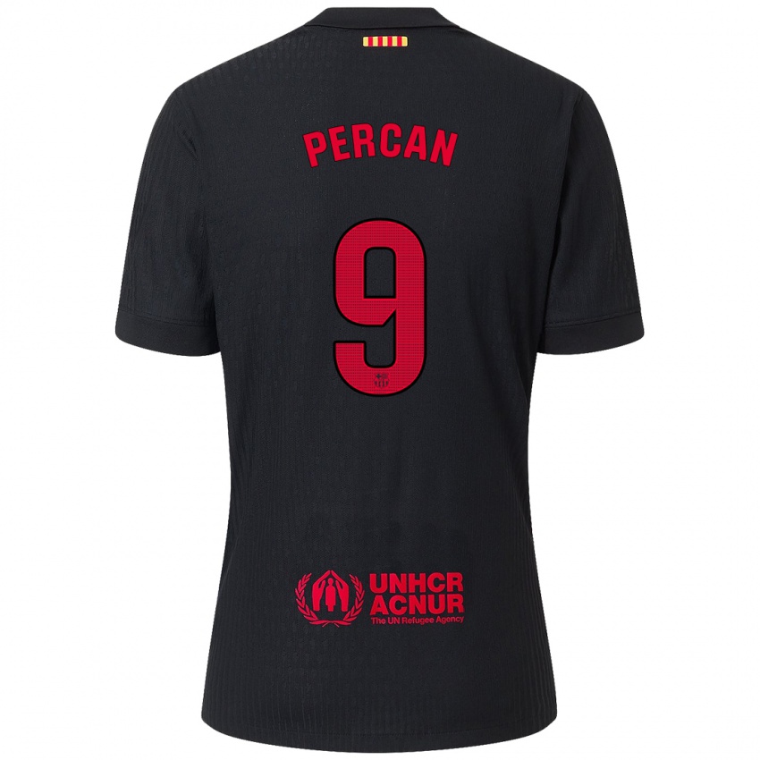 Herren Diego Percan #9 Schwarz Rot Auswärtstrikot Trikot 2024/25 T-Shirt