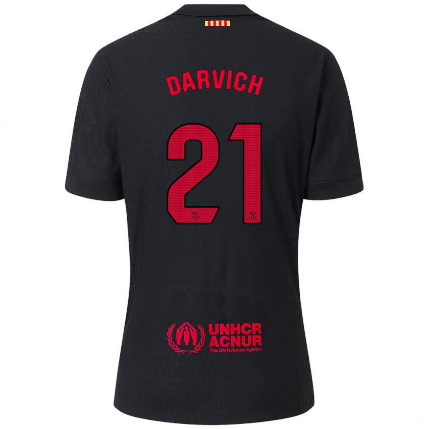 Herren Noah Darvich #21 Schwarz Rot Auswärtstrikot Trikot 2024/25 T-Shirt