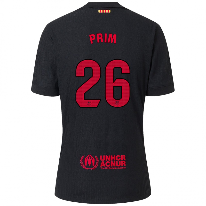 Herren Pau Prim #26 Schwarz Rot Auswärtstrikot Trikot 2024/25 T-Shirt