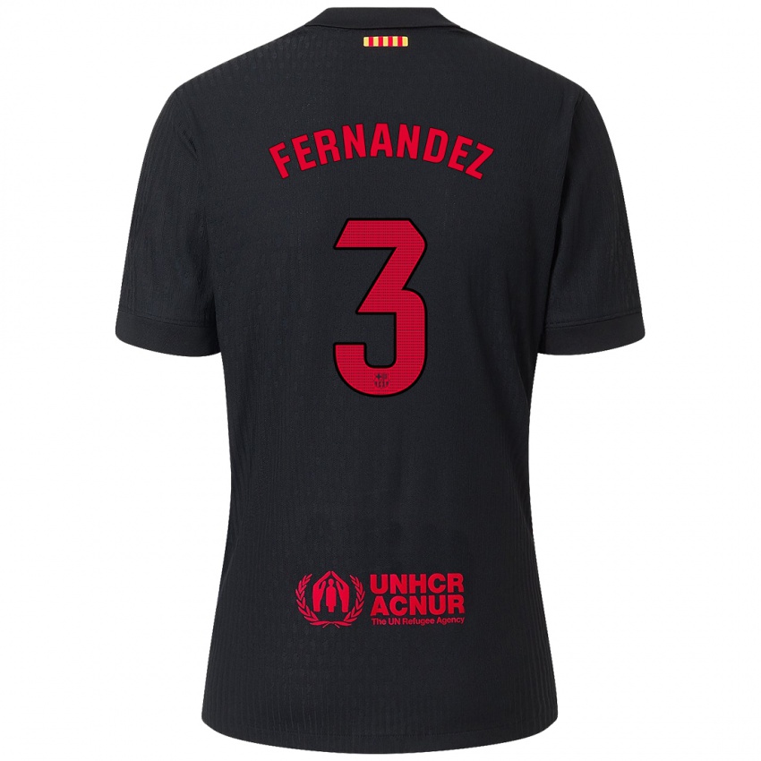 Herren Jana Fernandez #3 Schwarz Rot Auswärtstrikot Trikot 2024/25 T-Shirt