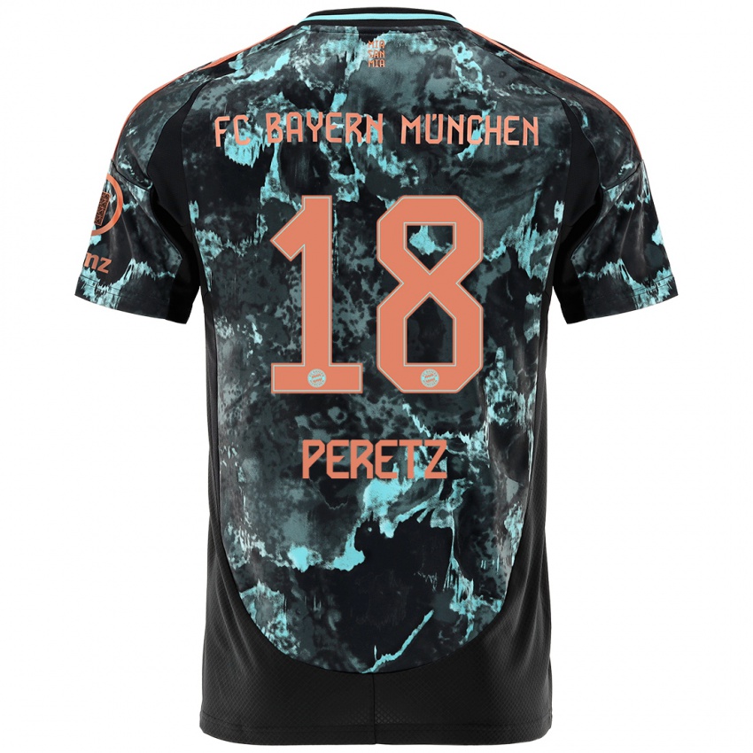 Herren Daniel Peretz #18 Schwarz Auswärtstrikot Trikot 2024/25 T-Shirt