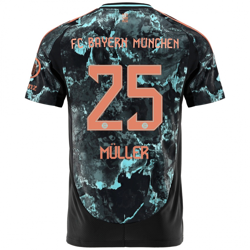 Herren Thomas Müller #25 Schwarz Auswärtstrikot Trikot 2024/25 T-Shirt