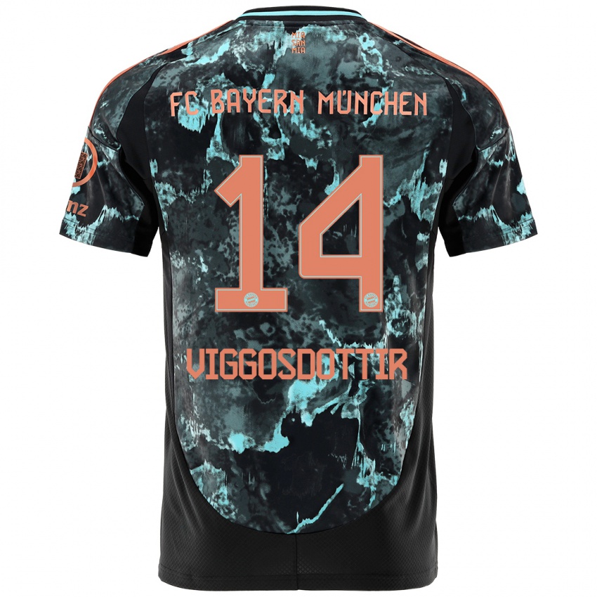 Herren Glodis Perla Viggosdottir #14 Schwarz Auswärtstrikot Trikot 2024/25 T-Shirt