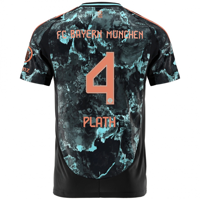 Herren Max Plath #4 Schwarz Auswärtstrikot Trikot 2024/25 T-Shirt