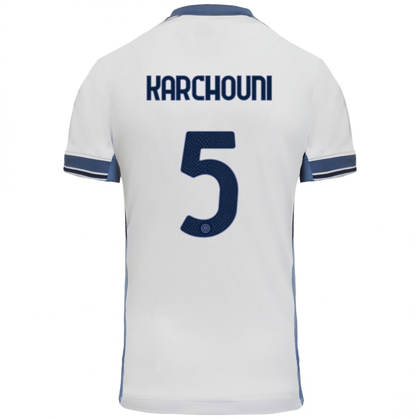 Herren Ghoutia Karchouni #5 Weißgrau Auswärtstrikot Trikot 2024/25 T-Shirt