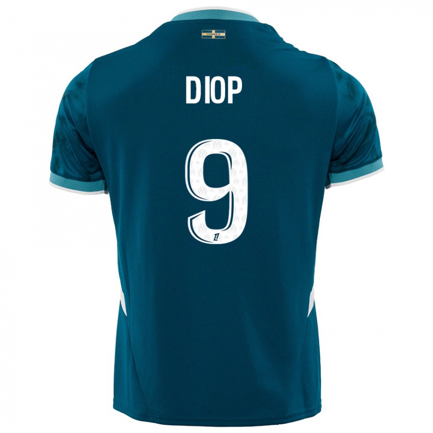 Herren Mama Diop #9 Türkisblau Auswärtstrikot Trikot 2024/25 T-Shirt