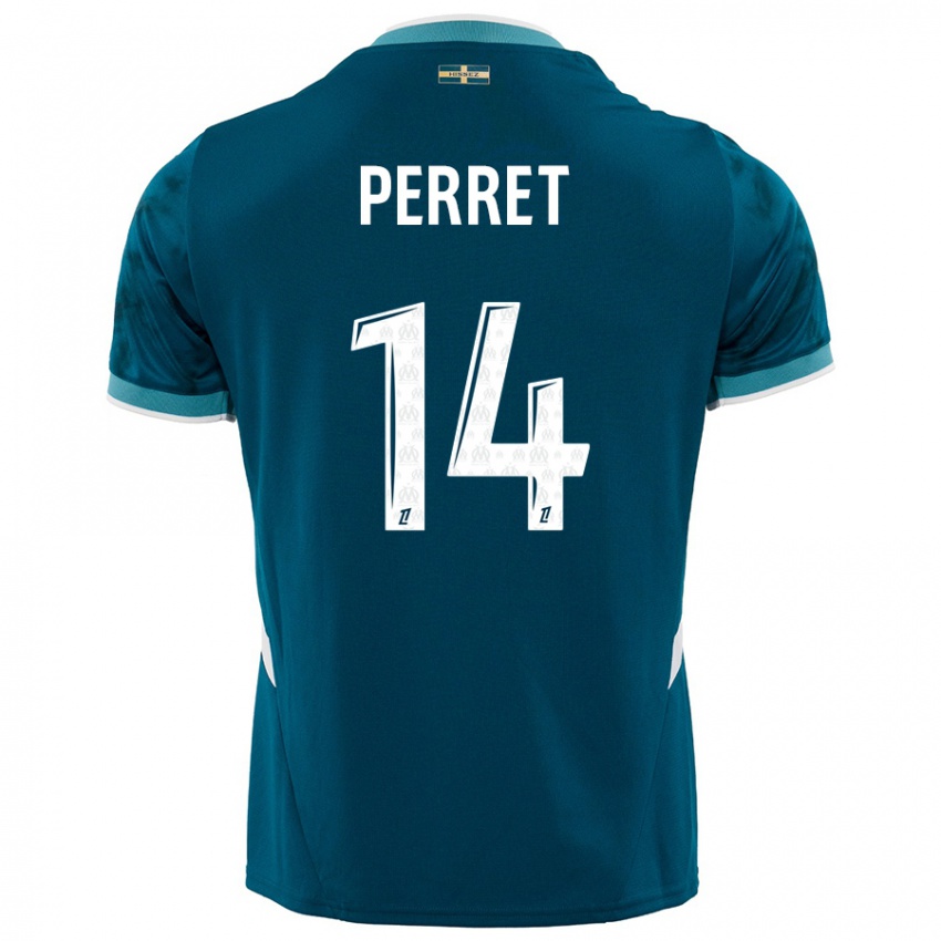 Herren Jenny Perret #14 Türkisblau Auswärtstrikot Trikot 2024/25 T-Shirt