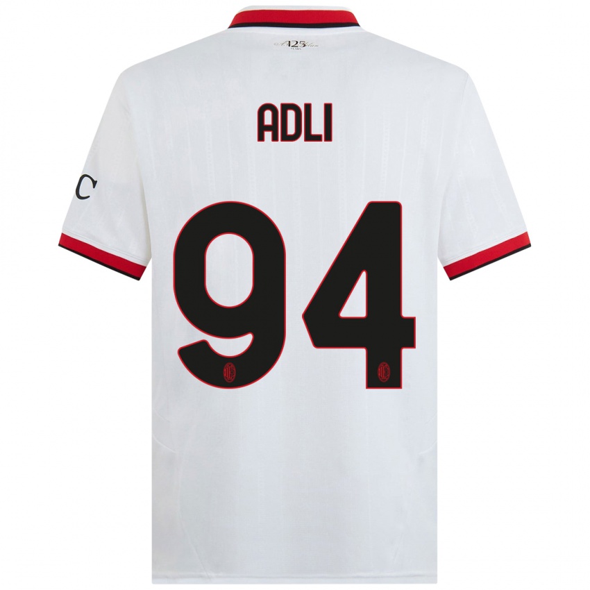 Herren Yacine Adli #94 Weiß Schwarz Rot Auswärtstrikot Trikot 2024/25 T-Shirt