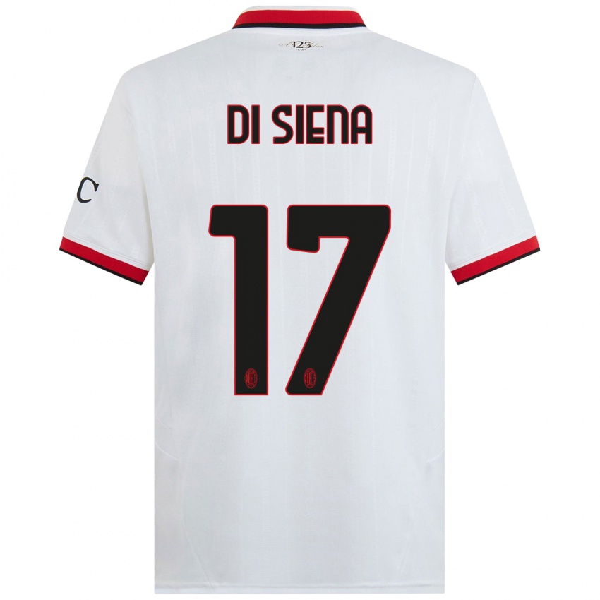 Herren Andrea Di Siena #17 Weiß Schwarz Rot Auswärtstrikot Trikot 2024/25 T-Shirt