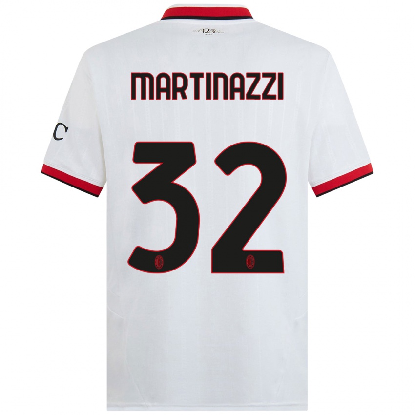 Herren Luca Martinazzi #32 Weiß Schwarz Rot Auswärtstrikot Trikot 2024/25 T-Shirt