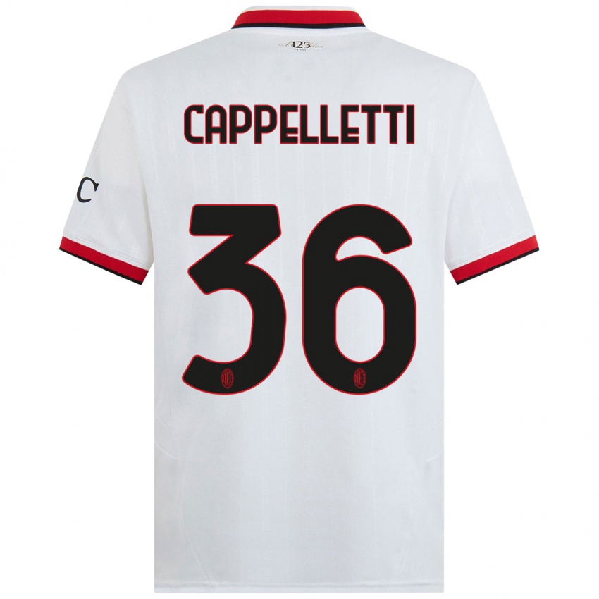 Herren Mattia Cappelletti #36 Weiß Schwarz Rot Auswärtstrikot Trikot 2024/25 T-Shirt