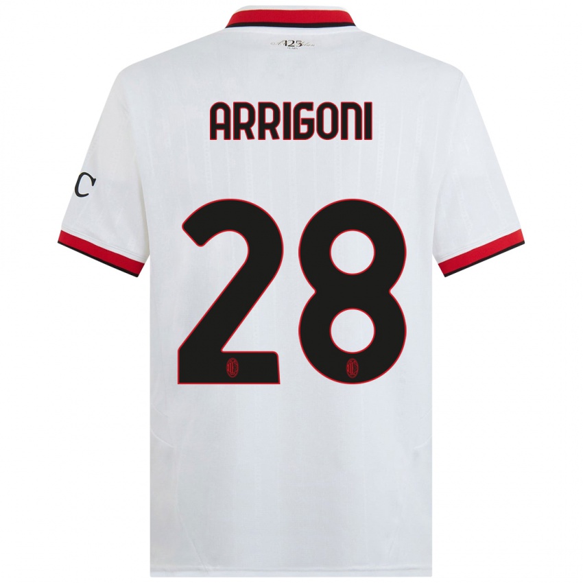 Herren Giorgia Arrigoni #28 Weiß Schwarz Rot Auswärtstrikot Trikot 2024/25 T-Shirt