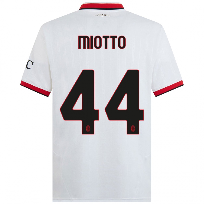 Herren Giorgia Miotto #44 Weiß Schwarz Rot Auswärtstrikot Trikot 2024/25 T-Shirt