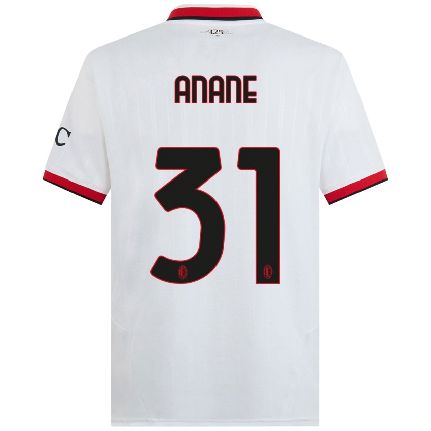 Herren Emmanuel Anane #31 Weiß Schwarz Rot Auswärtstrikot Trikot 2024/25 T-Shirt