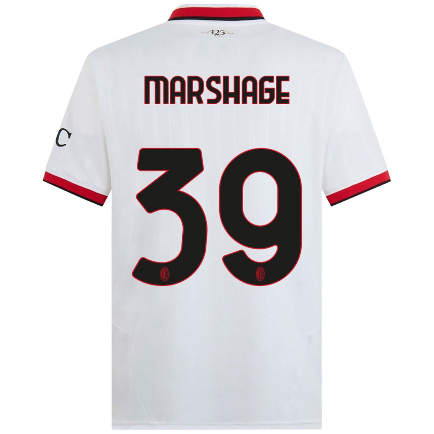 Herren Wilgot Marshage #39 Weiß Schwarz Rot Auswärtstrikot Trikot 2024/25 T-Shirt