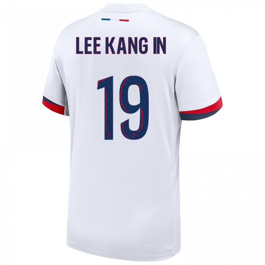 Herren Kang-In Lee #19 Weiß Blau Rot Auswärtstrikot Trikot 2024/25 T-Shirt