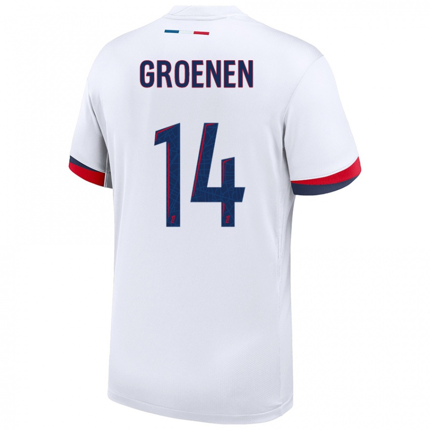 Herren Jackie Groenen #14 Weiß Blau Rot Auswärtstrikot Trikot 2024/25 T-Shirt