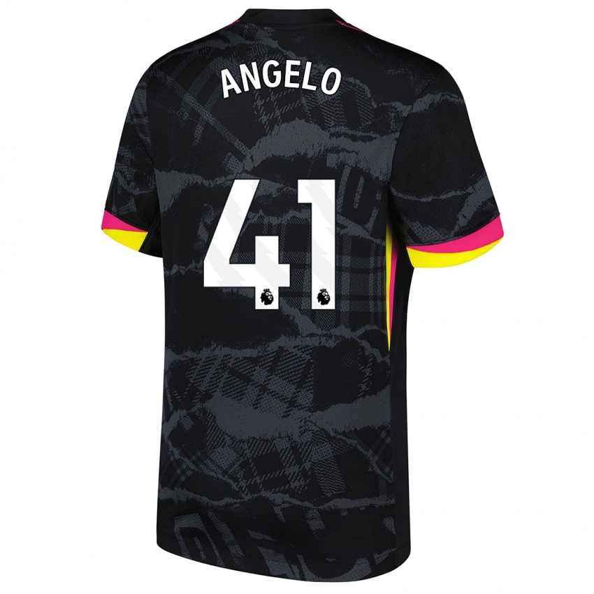 Herren Ângelo #41 Schwarz Rosa Ausweichtrikot Trikot 2024/25 T-Shirt