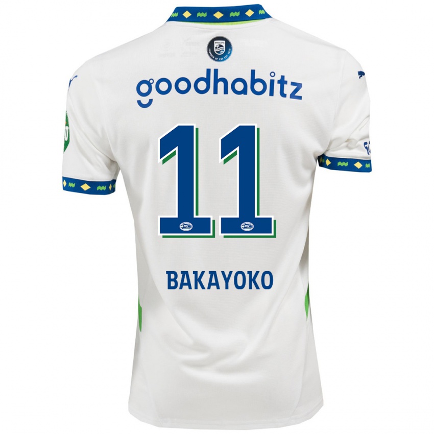 Herren Johan Bakayoko #11 Weiß Dunkelblau Ausweichtrikot Trikot 2024/25 T-Shirt