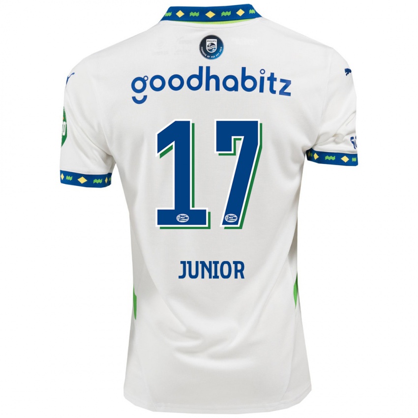 Herren Mauro Júnior #17 Weiß Dunkelblau Ausweichtrikot Trikot 2024/25 T-Shirt